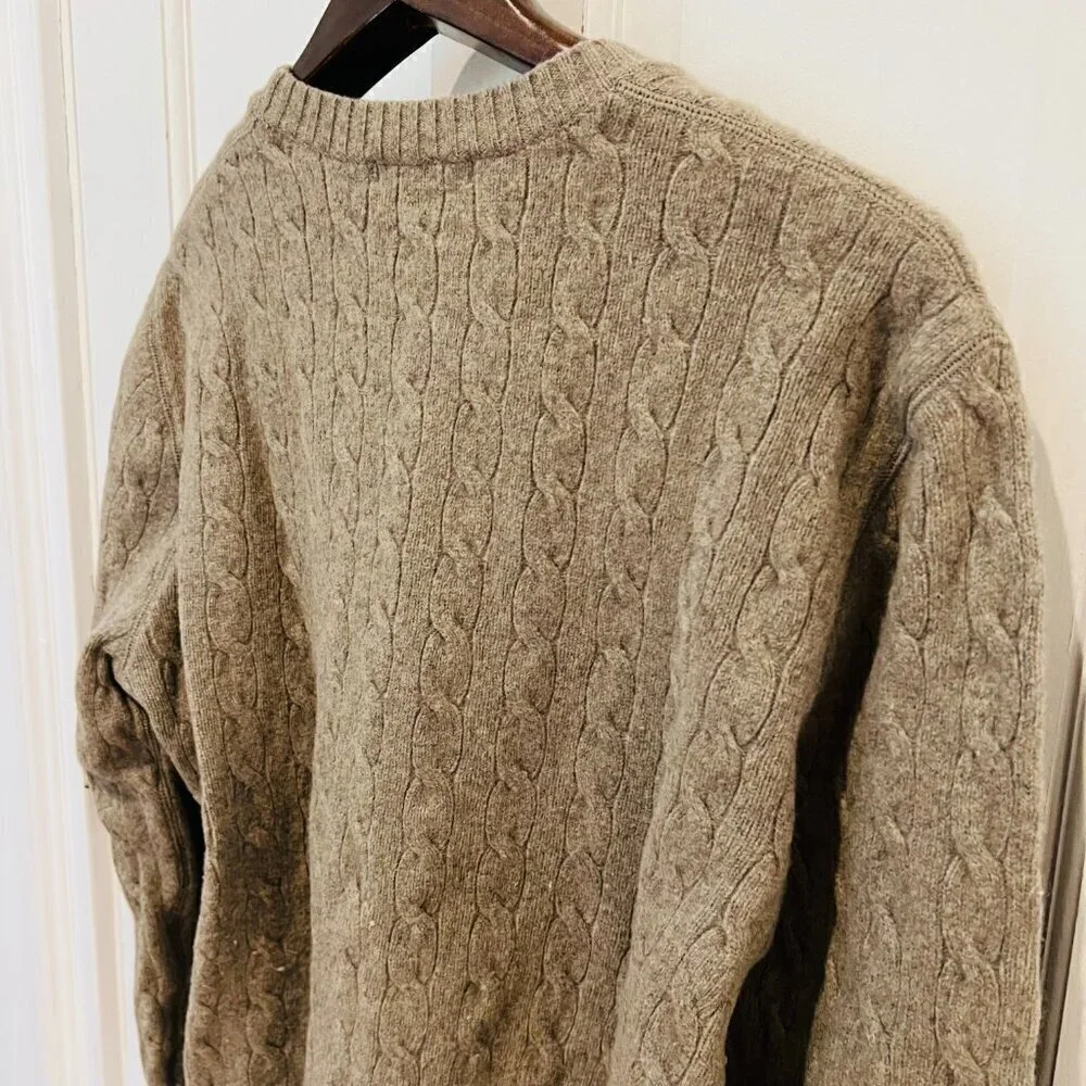 Banana Republic White Cable Knit Fisherman's Wool Cashmere Sweater Mens XL